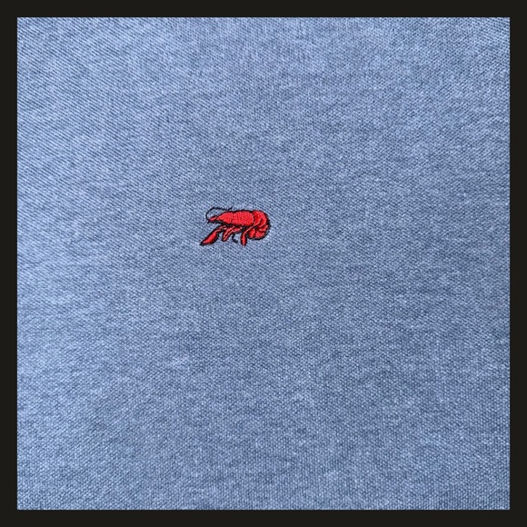 Perlis Crawfish Logo Polo Shirt XXL Blue Heather Short Sleeve Cotton Mens EUC - Picture 11 of 11